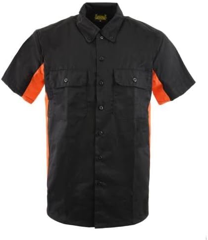 Biker Clothing Co. Mens Mdm11676 Men’s Black and Orange Short Sleeve Mechanic Shirt - Image 6
