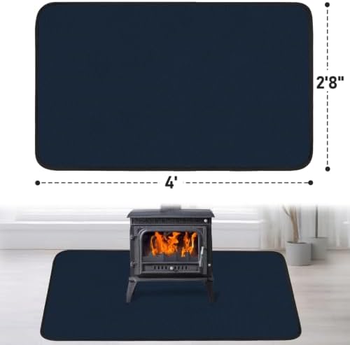 Fireproof Fireplace Rug for Home Protection, 4' x 2'8'' x 0.04'', Blue - Image 2