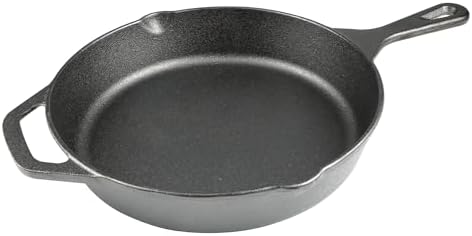10 Inch Cast Iron Skillet, Pre-Seasoned Frying Pan for Oven, Stovetop, Grill & Campfire, Durable, Non-Toxic, Even-Heating Cookware, Black by isheTao