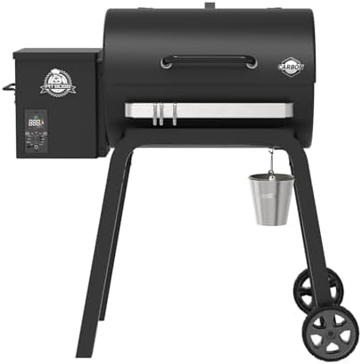 Pit Boss 700 Carbon Series Wood Pellet Grill & Smoker with LCD Digital Controller, 718-Sq. in. Cooking Space, 180°F to 500°F Temperature Range, Meat Probe, 13.5 lb. Pellet Hopper, Black by PitBoss%C2%AEGrills