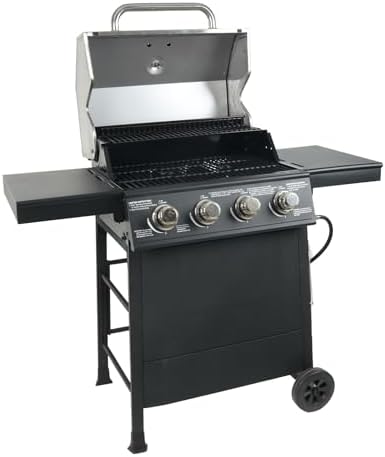 Grill Boss 4-Burner Propane Gas Grill, 40,000 BTU, Stainless Lid, Black by GrillBoss