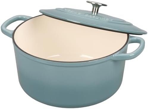 EDGING CASTING Enameled Cast Iron Dutch Oven with Sourdough Bread Baking Kit, Bread Dutch Oven with Lid, Includes Proofing Basket & Baking Tools, 5qt, Seasalt - Image 5