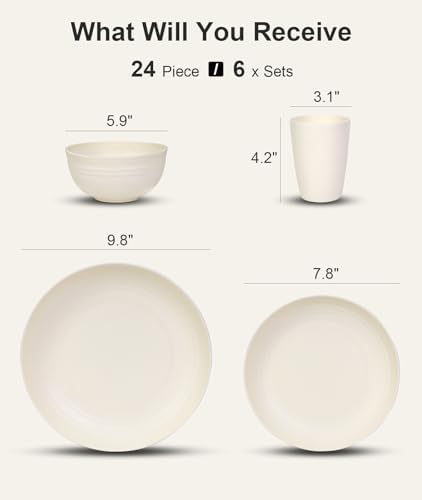 Quatish 24 Piece Plates and Bowl Set for 6, Dinnerware Dish Set for Kitchen - Image 2