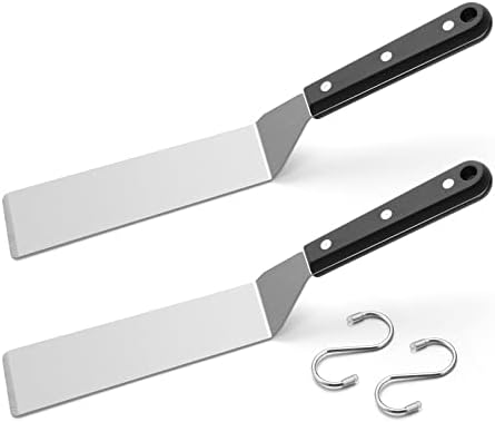 Metal Spatula Set, HaSteeL Stainless Steel Long Narrow Griddle Spatula, Heavy Duty Burger Turner Pancake Flipper with ABS Handle, Griddle Accessories Tools for BBQ Flat Top Cast Iron Grilling Cooking by HaSteeL