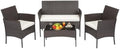FDW 4-Piece Patio Furniture Set | Brown | Outdoor Wicker Furniture by FDW
