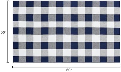 SEEKSEE Buffalo Plaid Outdoor Rug 3' x 5' Navy Blue and White Front Door Mat, Layering Rug for Porch, Washable Doormat, Front Porch Rug for Outdoor Entrance Entryway Patio Porch Decor - Image 2