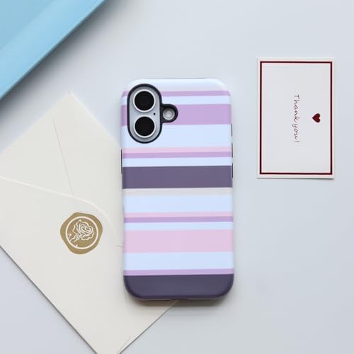 for iPhone 17 Case, Magnetic Matte Frosted Dual-Layer Striped Phone Case for Women, Retro Aesthetic Cover Compatible with Mag Safe Accessories - Lavender Mist - Image 2