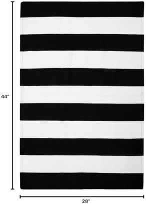 IOHOUZE 27.5x43 Striped Outdoor Door Mat, Washable Porch Rug, Black/White - Image 2