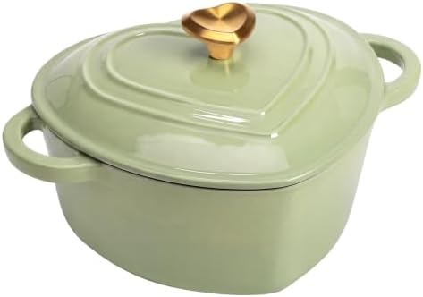 Heart Shaped Dutch Oven 2 Qt, Enameled Cast Iron Pot (Green) by Unknown