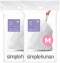 simplehuman Code M 40 Count, Dispenser Pack Custom Fit Liners, Drawstring Trash Bags, 45 Liter / 11.9 Gallon, White by Simplehuman