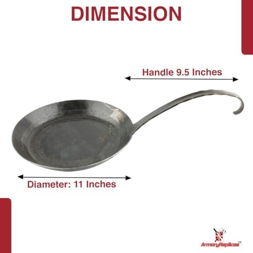 Armory Replicas™ Hand Forged Iron Frying Pan – 11" Durable Medieval-Style Pan for Gas, Induction, Wood & Open Fire Cooking - Image 2