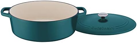 Cuisinart Chef's Classic Enameled Cast Iron Dutch Oven with Lid, Porcelain Enameled Interior, Oven Safe, Induction Compatible, 7-Quart, Oval, Teal - Image 4