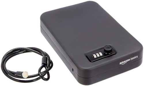 Amazon Basics Portable Security Case Lock Box Safe with Combination Lock for Documents, Valuables, Personal Items, Dorm Room, Home, Large, Black by AmazonBasics