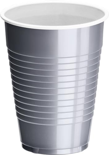 DecorRack 20 Party Cups 12 oz Disposable Plastic Cups for Birthday Party Bachelorette Camping Indoor Outdoor Events Beverage Drinking Cups (Gray, 20) - Image 3