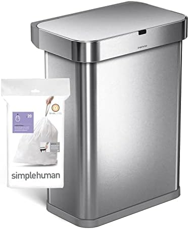 simplehuman Code Q 60 Count Custom Fit Liners, Drawstring Kitchen Trash Bags, One-by-One Mess-Free Dispense, Extra Thick & Double Seamed, 50% PCR Plastic, 50-65 Liter / 13-17 Gallon, White - Image 5