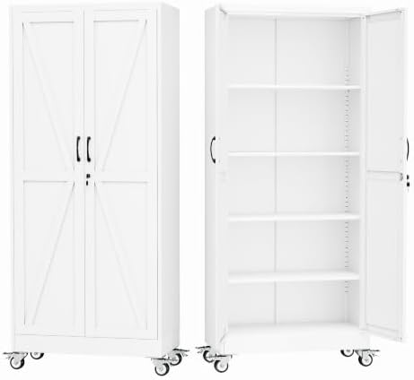 GAIOUS 71" Tall Metal Storage Cabinet with Lock and Wheels, Office Cabinet by GAIOUS