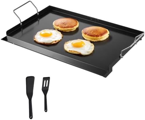 VEVOR Carbon Steel Griddle, Flat Top Plate, Griddle for BBQ Charcoal/Gas Gril with 2 Handles, Rectangular Flat Top Grill with Extra Drain Hole for Tailgating and Party by VEVOR
