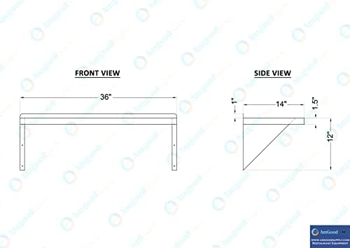AmGood 14" x 36" Stainless Steel Wall Shelf | Appliance & Equipment Metal Shelving | Kitchen, Restaurant, Garage, Laundry, Utility Room | Heavy Duty | Turned-Down Edge | NSF Certified - Image 5