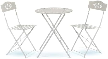 Alpine Corporation Indoor/Outdoor 3-Piece Bistro Set Folding Table and Chairs Patio Seating, White by Unknown
