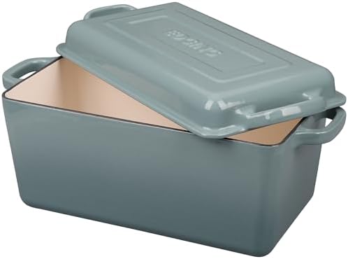 EDGING CASTING Enameled Cast Iron Dutch Oven, Oblong Bread Oven for Sourdough Bread Baking, Baking Pan, Dual Handles, Oven Safe, 4 Quart, Seasalt - Image 4