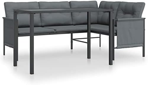 2 Piece Patio Dining Set Anthracite Steel with Cushions by Unknown