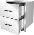 Outdoor Kitchen Drawers, Triple BBQ Drawers Stainless Steel Built-in Drawer For Outdoor Kitchen Island, Patio Grill Station,Double Drawers by OLIPIC