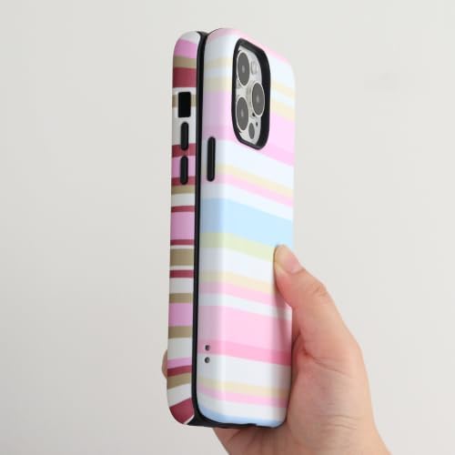 for iPhone 13 Pro Max Case, Magnetic Matte Frosted Dual-Layer Striped Phone Case for Women, Retro Aesthetic Cover Compatible with MagSafe Accessories - Berry Sage - Image 4