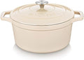 vancasso 6 Qt Round Enameled Cast Iron Dutch Oven with Lid & Handles, Cream by vancasso