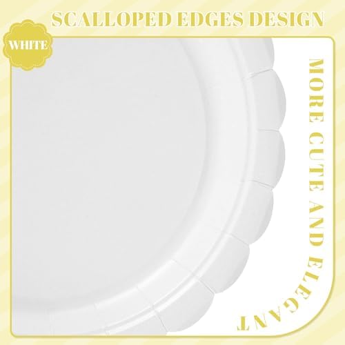 NatNarr 30 Pcs Scalloped Plates 9 Inch Disposable Graduation Paper Plates White Cute Dessert Cake Plate Dinner Party Plate for Congrats Grad, Wedding, Birthday, Engagement (Pack of 3) - Image 3