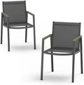 Outdoor Dining Chairs Set of 2, Aluminum Patio Armchairs, All Weather Patio Dining Furniture for Backyard, Deck, Poolside (Gray) by Oasbira