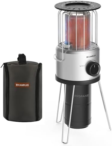 Portable Propane Heater, CAMPLUX 8,500 BTU Outdoor Patio Heater with Safety Tilt Switch and Adjustable Heat, 4.2Lb Light Weight with Storage Bag, Ideal for Camping Tents, Garages, Patio, Fishing Spots by CAMPLUX