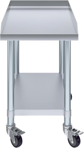 Heavy Duty Stainless Steel Rolling Equipment Stand with Wheels – 30” x 18” - Image 6