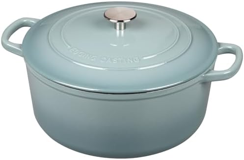 EDGING CASTING Enameled Dutch Ovens Cast Iron Dutch Oven Pot with Lid for Bread Baking, Cook, Dual Handle, 7 Quart, Seasalt - Image 6