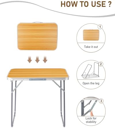 Outvita 2.3ft Portable Folding Camping Table Lightweight Suitcase Wood - Image 5
