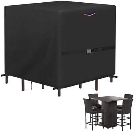 Outdoor Dining Table Cover, Waterproof Outdoor Patio Table Cover Patio Bar Set Covers for Square Bistro Tables & Chairs Set- 64"L x 64"W x 28"H by Yourpatiocoverexpert