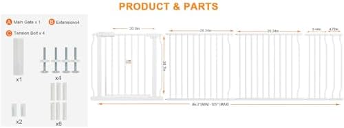 86 to 105 Inch Extra Wide Baby Gate for Doorway Stairs - Image 3