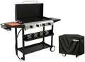 Pipopa 4-Burner Propane Griddle, Portable Flat Top Grill with Wheels & Hood by Pipopa