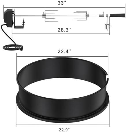 Skyflame Charkettle Rotisserie Ring Kit for Weber 22-Inch Kettle, Black - Image 3