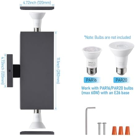 LEONLITE 2-Pack 12" Outdoor Rectangular Wall Light, Up and Down, E26 Base - Image 6