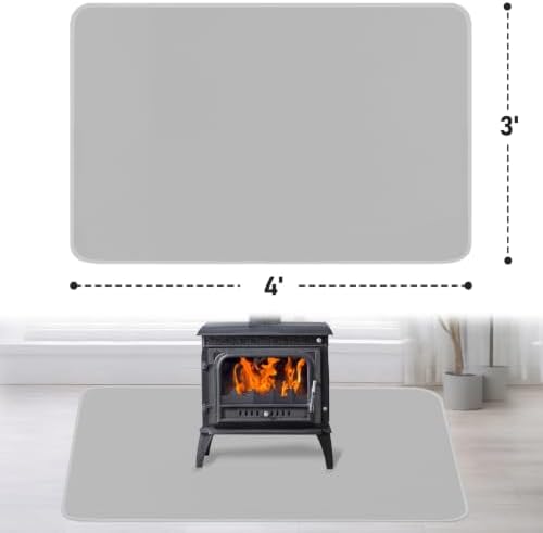 Fireproof Fireplace Rug for Home Protection, 4' x 3' x 0.04'', Grey - Image 2
