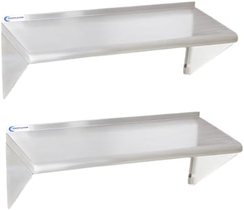 Stainless Steel Shelf 2 Pack 18"x48", Wall Mounted Metal Shelves by SWOTCATER