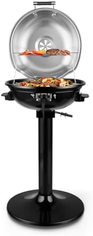 Electric Outdoor Grill Techwood 15-Serving Indoor/Outdoor Electric Grill for Indoor & Outdoor Use, Double Layer Design, Portable Removable Stand Grill, 1600W, Silver by Techwood