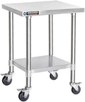 DuraSteel 30x18 NSF Stainless Steel Cart Work Table - Heavy Duty Rolling Food Prep Table - Metal Utility Cart on Wheels Caster, Grill Stand Microwave Outdoor Kitchen Tables Countertop Island Large Top by DuraSteel