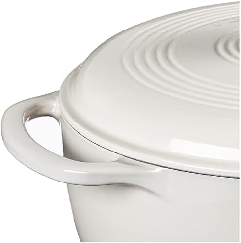 Lodge 4.5 Quart Enameled Cast Iron Dutch Oven with Lid – Dual Handles – Oven Safe up to 500° F or on Stovetop - Use to Marinate, Cook, Bake, Refrigerate and Serve – Oyster White - Image 5