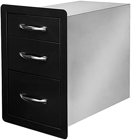 Stanbroil Triple Access Drawers for Outdoor Kitchen, Black Steel by Stanbroil