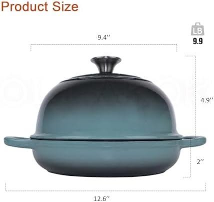 Dutch Oven for Bread Baking, Enameled Cast Iron Dutch Oven Pot with Lid, Bread Oven for Sourdough Bread Baking, Cast Iron Bread Pan, 5 qt Cyan - Image 3