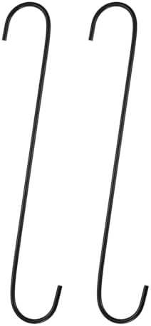 HARFINGTON 2pcs Long S Hooks 12" Metal S-Shaped Hanging Hooks Black by HARFINGTON