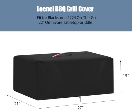 BBQ Grill Cover for Blackstone 2224 Grill, Waterproof 600D Outdoor Propane Barbecue Covers Smoker Covers- 27" L x 21" W x 15" H - Image 2