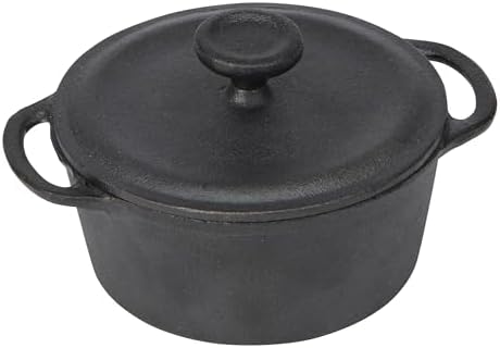 GoodCook Mini Dutch Oven with Lid, Pre-Seasoned Cast Iron Personal-Sized Pot for Stews Soups and Individual Desserts, Oven Safe to 500°F, 0.25-Quart, Black by GoodCook