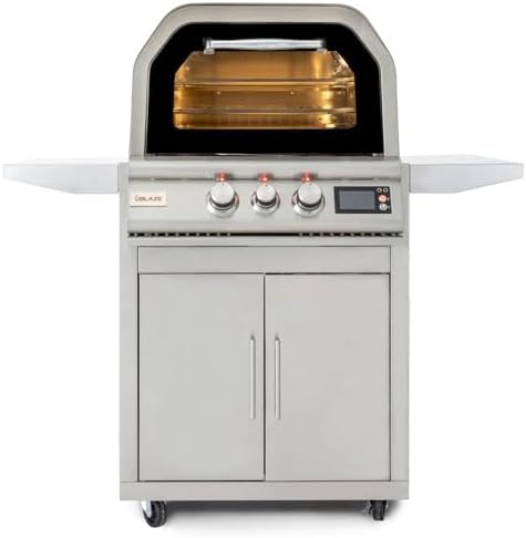 Blaze 26-Inch Freestanding Propane Outdoor Pizza Oven with Rotisserie & Cart | 17-Inch Rotating Ceramic Pizza Stone | Dual Cooking Racks | Digital Controls & Meat Probes | BLZ-26-PZOVN-LP by Blaze